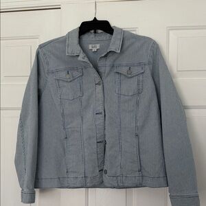 Croft & Barrow Light Blue Pinstripe Denim Jacket